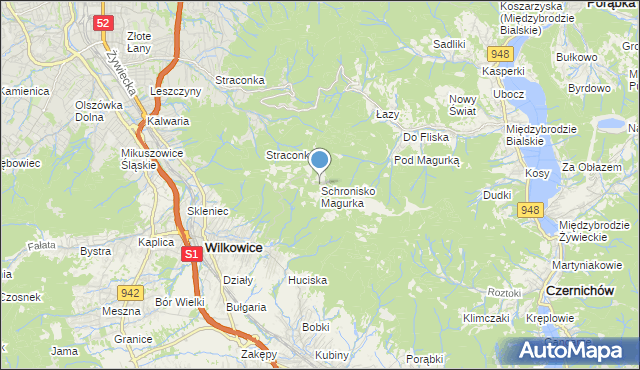 mapa Schronisko Magurka, Schronisko Magurka na mapie Targeo